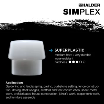                                             Maillets SIM­PLEX Superplastique; avec boîtier en fonte malléable renforcée et manche en fibre de verre
 IM0015355 Foto ArtGrp Zusatz en
