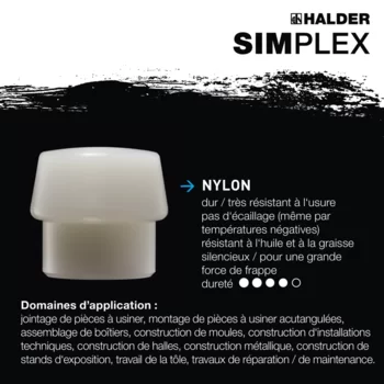                                             Maillets SIM­PLEX Cuivre / nylon; avec boîtier en fonte malléable renforcée et manche en fibre de verre
 IM0016831 Foto ArtGrp Zusatz fr

