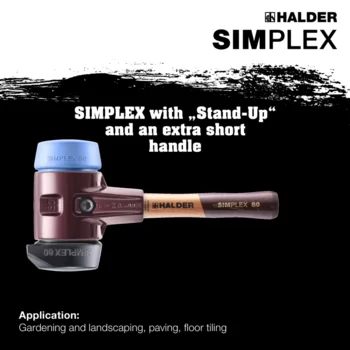                                             SIMPLEX soft-face mallets Rubber composition, with "Stand-Up" / TPE-soft; with cast iron housing and high-quality extra short wooden handle
 IM0015264 Foto ArtGrp Zusatz en
