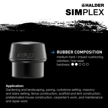                                             SIMPLEX soft-face mallets Rubber composition / plastic; with cast iron housing and high-quality wooden handle
 IM0015353 Foto ArtGrp Zusatz en
