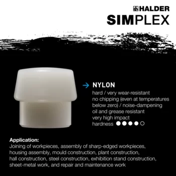                                             Maillets SIM­PLEX Nylon / metal doux; avec boîtier en fonte malléable renforcée et manche en fibre de verre
 IM0015356 Foto ArtGrp Zusatz en
