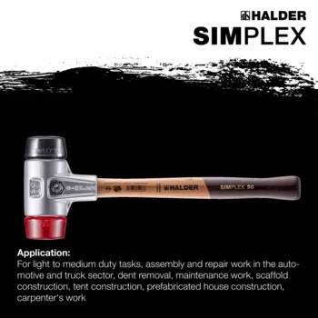                                             SIMPLEX soft-face mallets Rubber composition / plastic; with aluminium housing and high-quality wooden handle
 IM0015364 Foto ArtGrp Zusatz en
