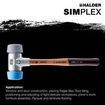                                             SIMPLEX soft-face mallets, 50:40 TPE-soft / TPE-mid; with aluminium housing and high-quality wooden handle
 IM0015958 Foto ArtGrp Zusatz en
