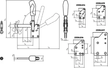                                             Vertical Toggle Clamps with vertical base and solid support arm
 IM0009342 Zeichnung
