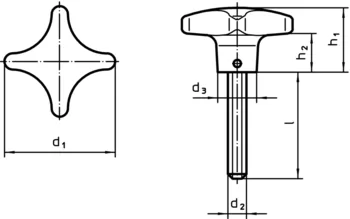                                             Volants à croisillon à tige filetée similaire DIN 6335, inox
 IM0013380 Zeichnung
